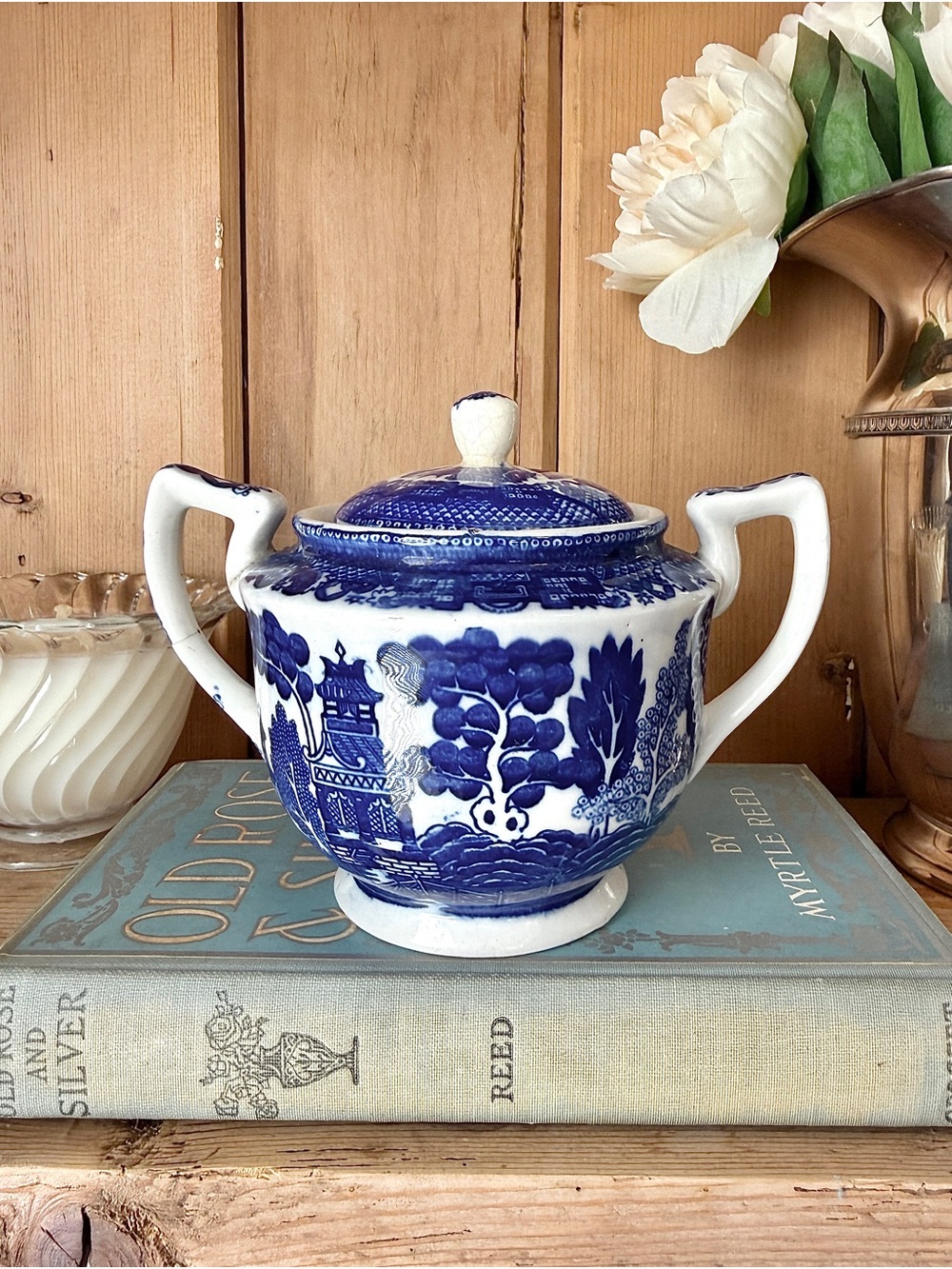 Vintage Blue Willow Sugar Bowl